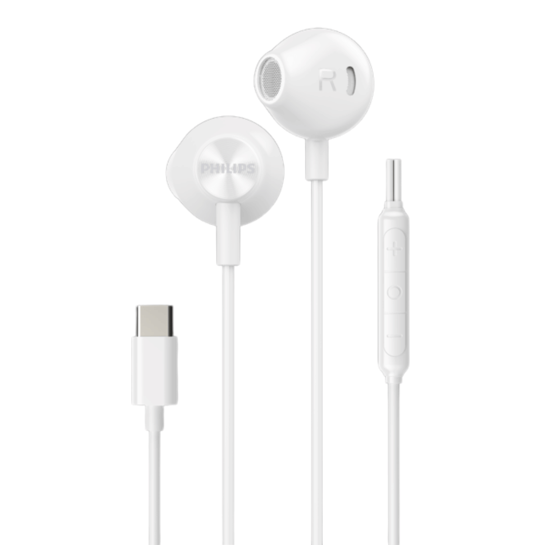 หูฟัง PHILIPS TAE2000 แบบมีสาย พอร์ต TYPE-C มีไมโครโฟนในตัว สีขาว_0